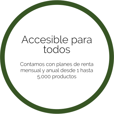 Accesible para todos   Contamos con planes de renta mensual y anual desde 1 hasta 5,000 productos